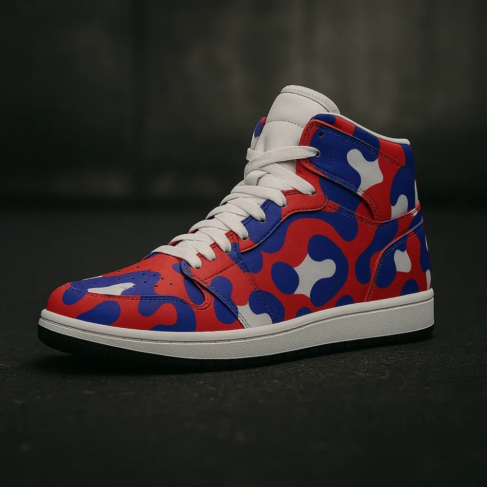 Red Camo Rush High-Top Sneakers – Bold, Rapid, Street-Ready